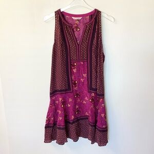 Rebecca Taylor Sleeveless Mixed Floral Print Silk Dress - Pink - 10